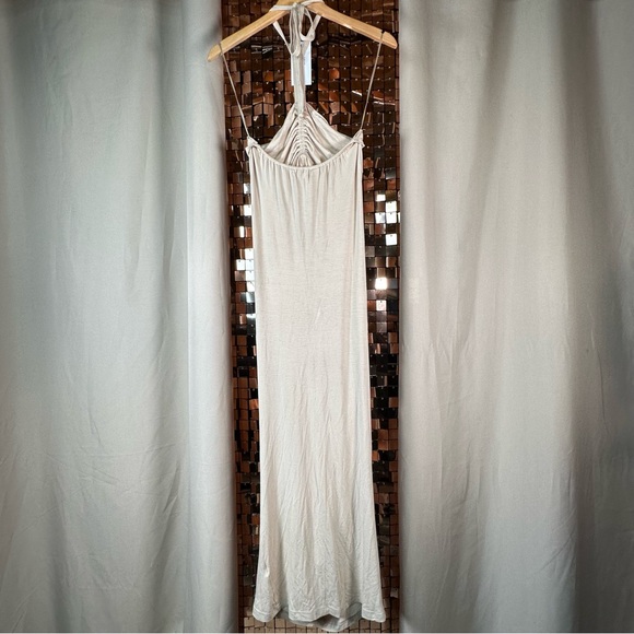Torn By RONNY KOBO Darlene Ruched Stretch-jersey Halterneck Dress In Beige Large - Picture 4 of 14